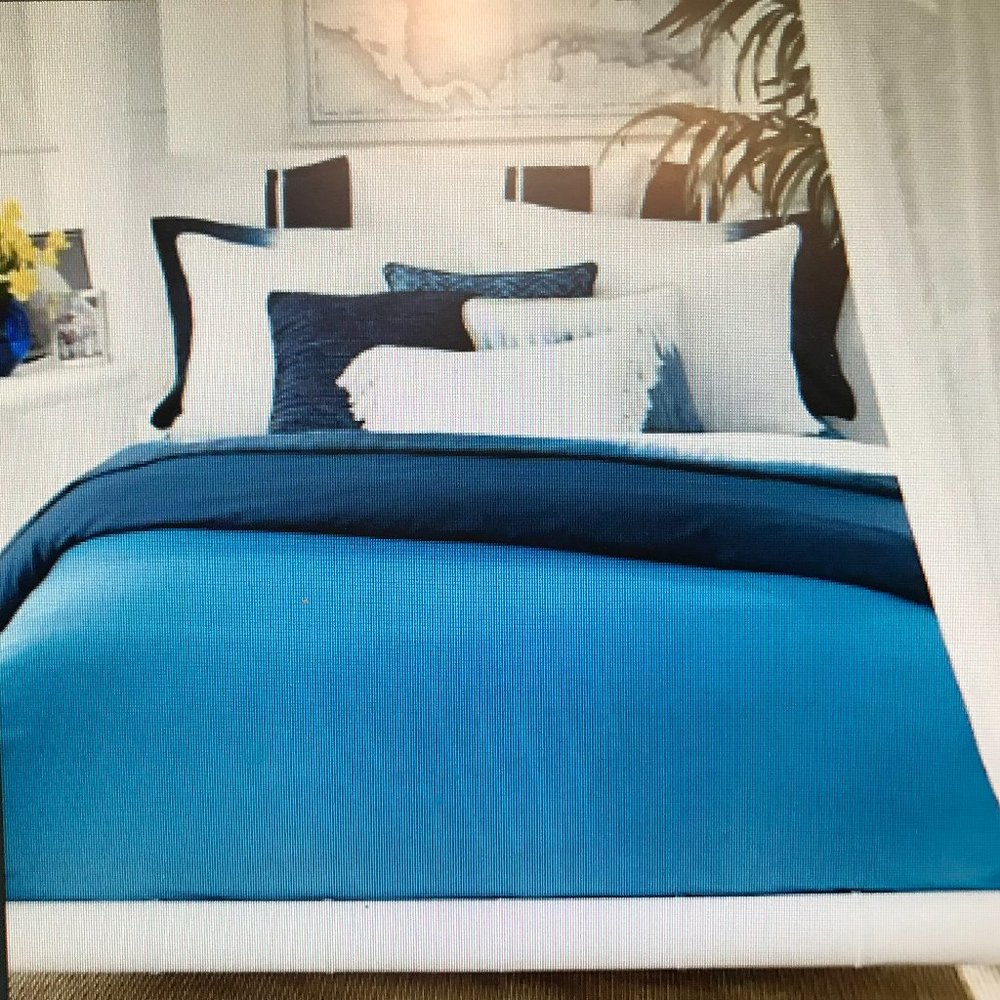 NEW RALPH LAUREN OMBRE BLUE ABSTRACT FULL QUEEN DUVET COMFORTER COVER
